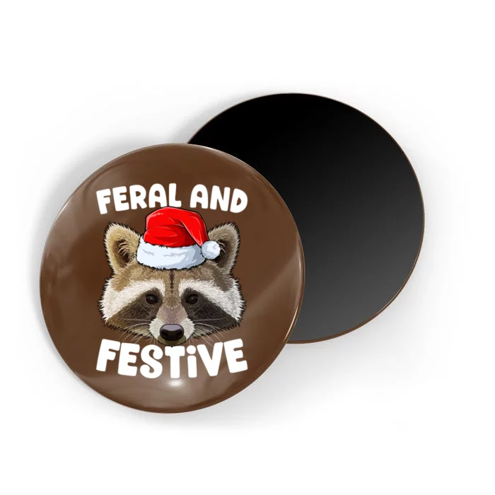 Christmas Raccoon Santa Feral And Festive Funny Trash Animal Magnet