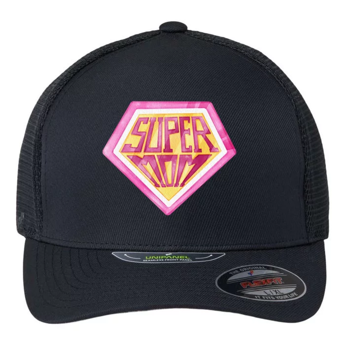 Cute Retro Super Mom Gift For Mother Flexfit Unipanel Trucker Cap