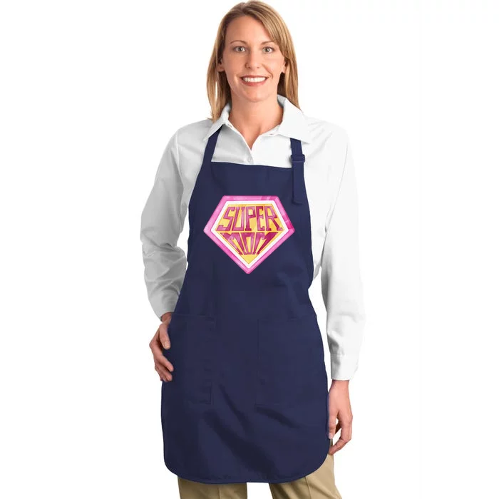 Cute Retro Super Mom Gift For Mother Full-Length Apron With Pocket