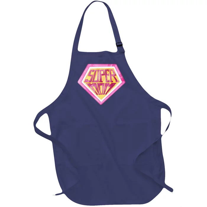 Cute Retro Super Mom Gift For Mother Full-Length Apron With Pocket