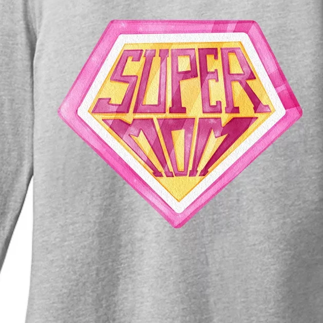 Cute Retro Super Mom Gift For Mother Womens CVC Long Sleeve Shirt