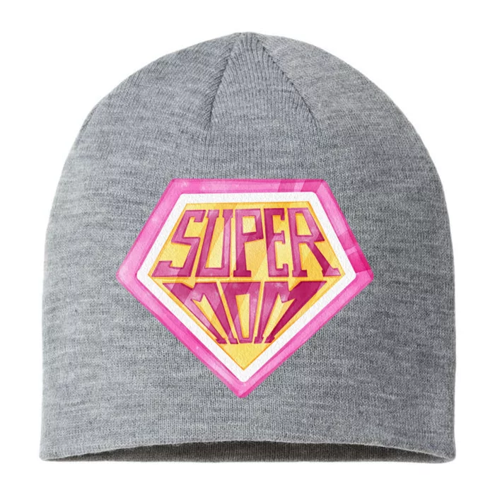 Cute Retro Super Mom Gift For Mother 8 1/2in Sustainable Knit Beanie