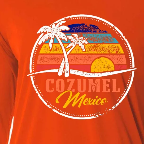 Cozumel Retro Sunset Cooling Performance Long Sleeve Crew