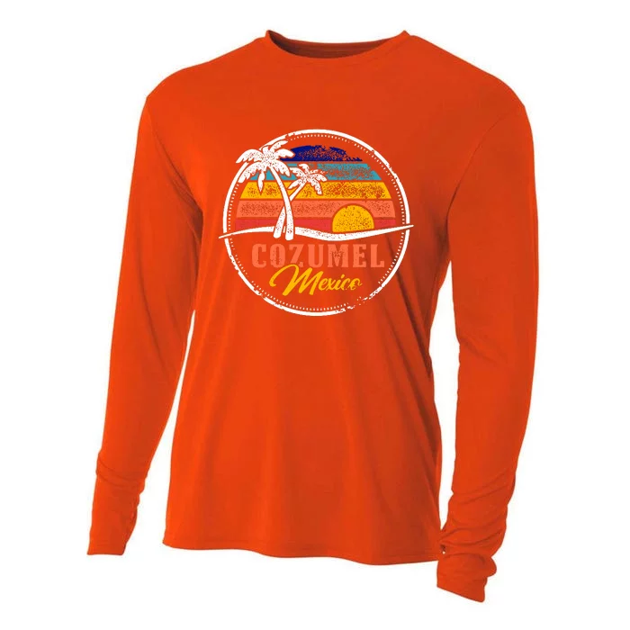 Cozumel Retro Sunset Cooling Performance Long Sleeve Crew