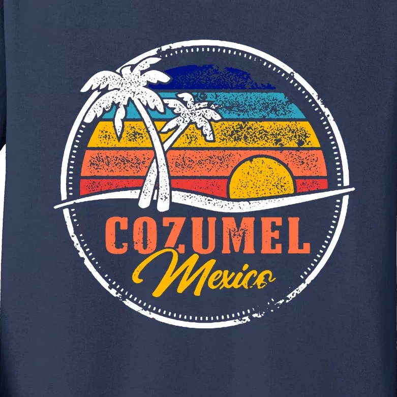 Cozumel Retro Sunset Kids Long Sleeve Shirt