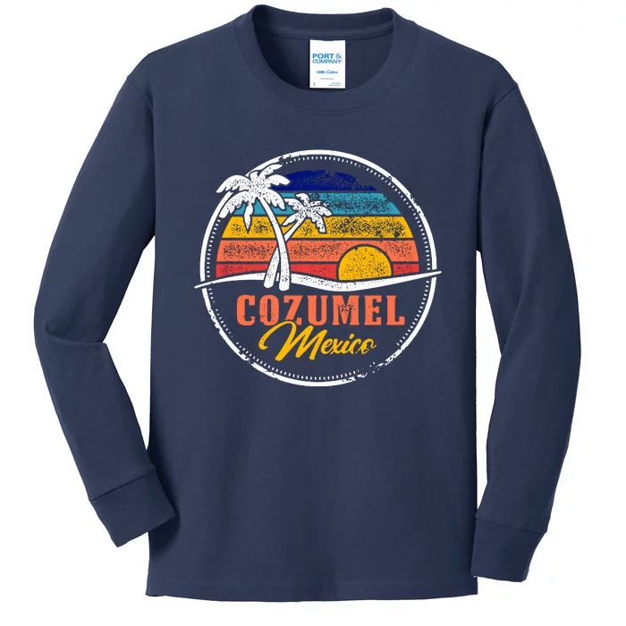 Cozumel Retro Sunset Kids Long Sleeve Shirt