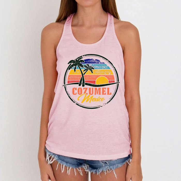 Cozumel Retro Sunset Women's Knotted Racerback Tank