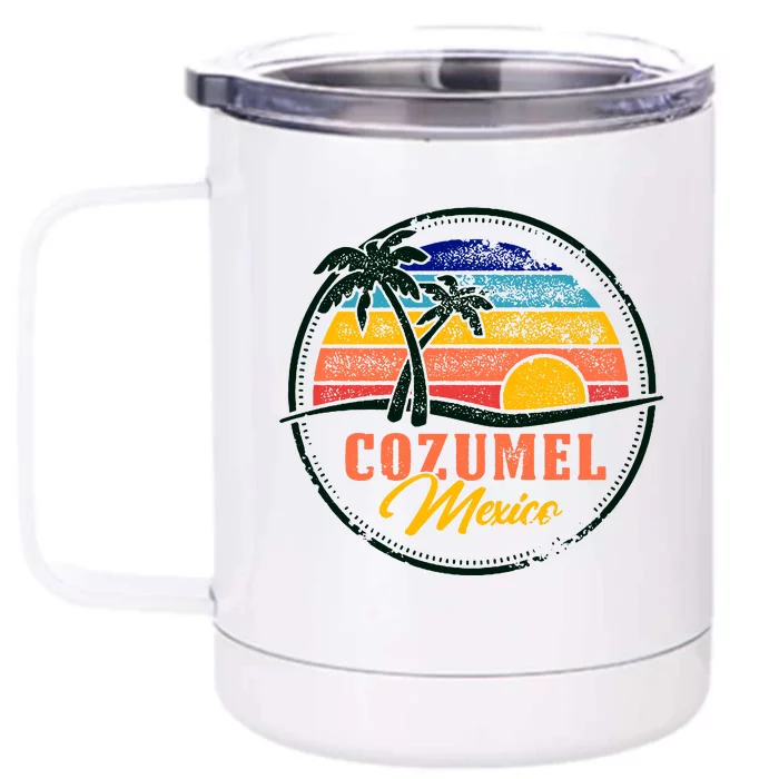 Cozumel Retro Sunset Front & Back 12oz Stainless Steel Tumbler Cup