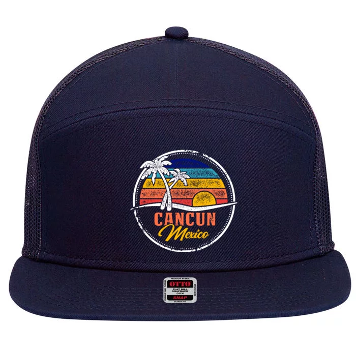 Cancun Retro Sunset 7 Panel Mesh Trucker Snapback Hat