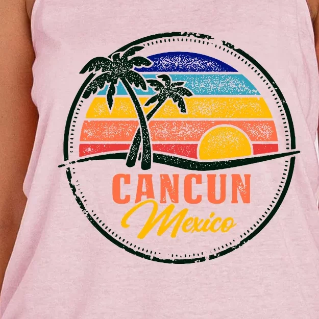 Cancun Retro Sunset Women's Knotted Racerback Tank