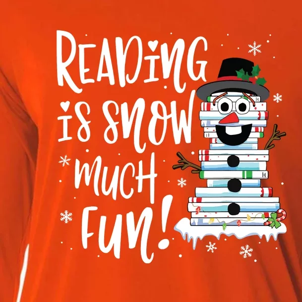 Christmas Reading Snowman Book Book Lover Reader Cooling Performance Long Sleeve Crew