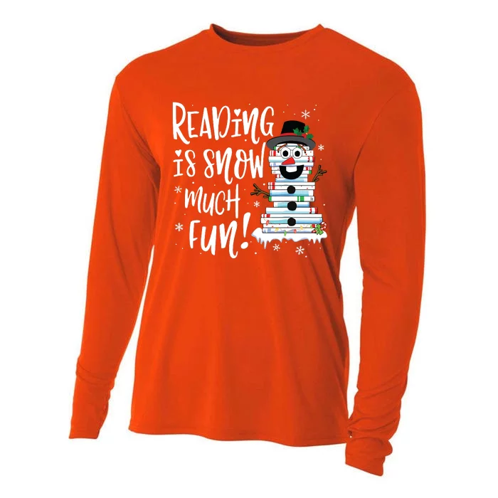 Christmas Reading Snowman Book Book Lover Reader Cooling Performance Long Sleeve Crew