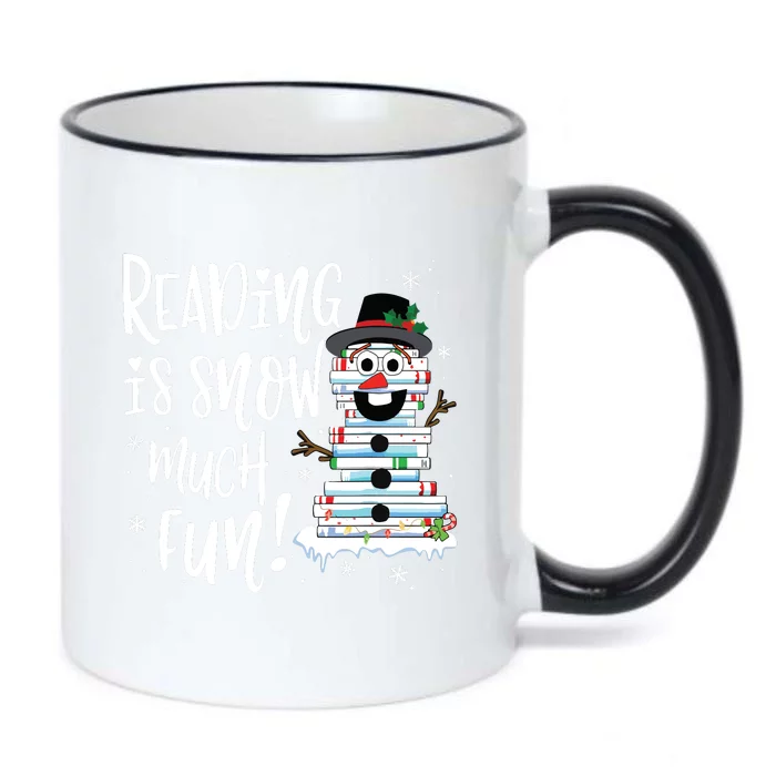 Christmas Reading Snowman Book Book Lover Reader Black Color Changing Mug