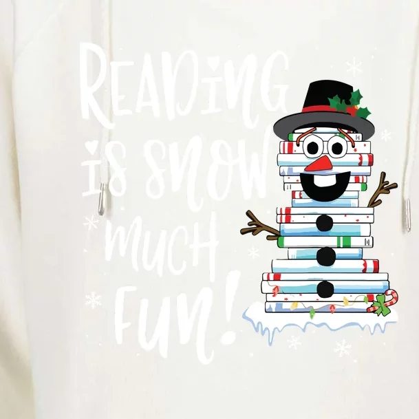 Christmas Reading Snowman Book Book Lover Reader Womens Funnel Neck Pullover Hood