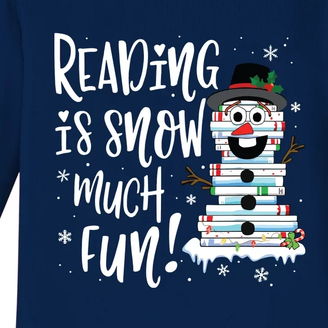 Christmas Reading Snowman Book Book Lover Reader Baby Long Sleeve Bodysuit