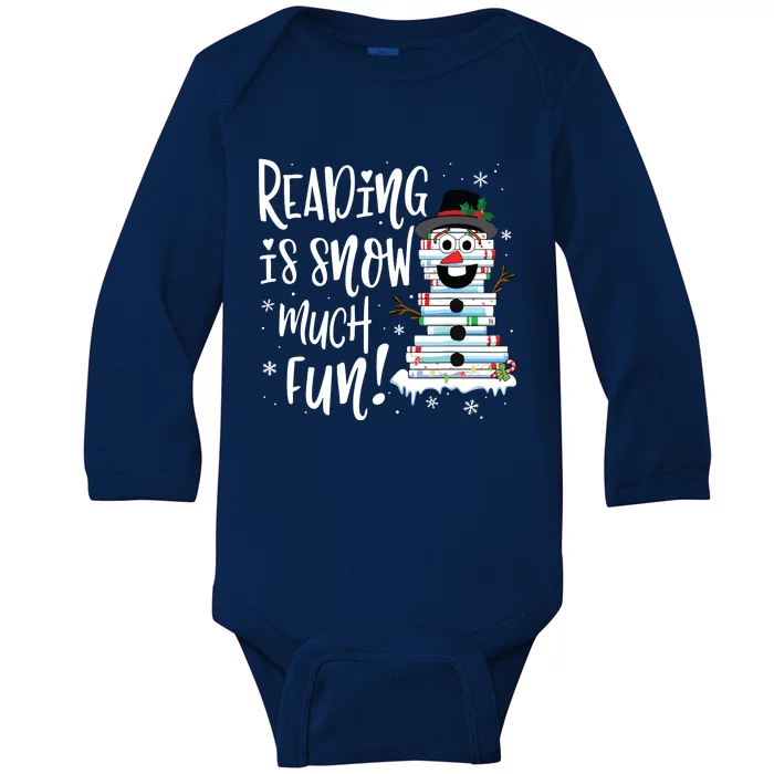 Christmas Reading Snowman Book Book Lover Reader Baby Long Sleeve Bodysuit