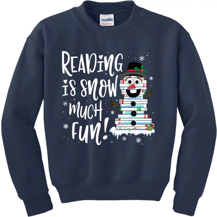 Christmas Reading Snowman Book Book Lover Reader Kids Sweatshirt