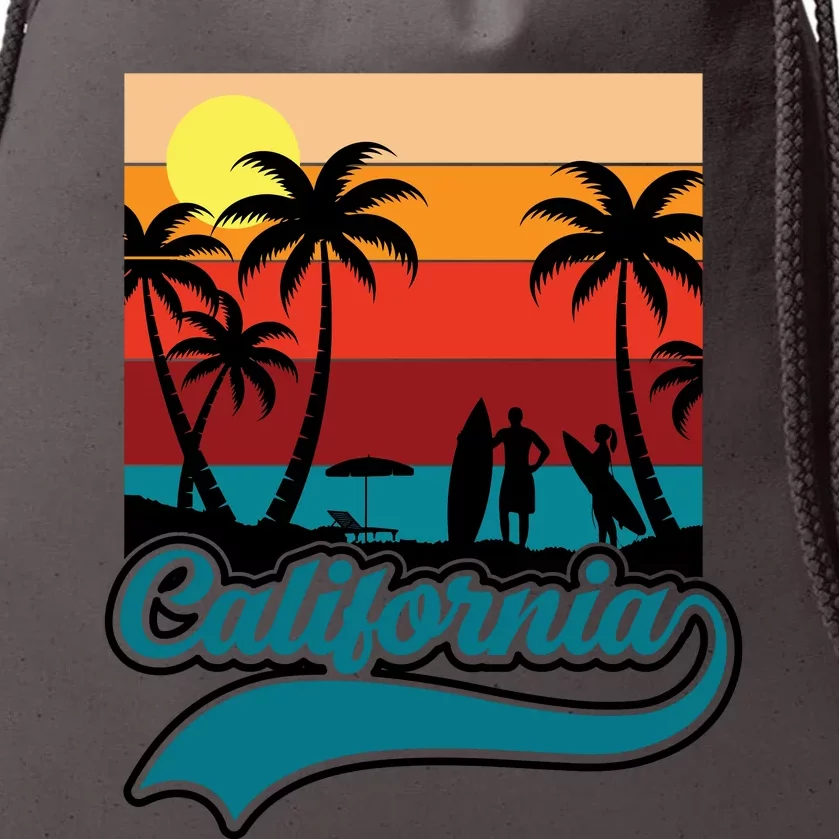 California Retro Sunset Graphic Drawstring Bag