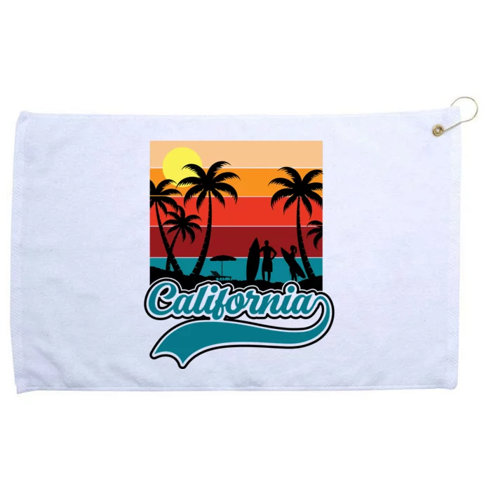 California Retro Sunset Graphic Grommeted Golf Towel