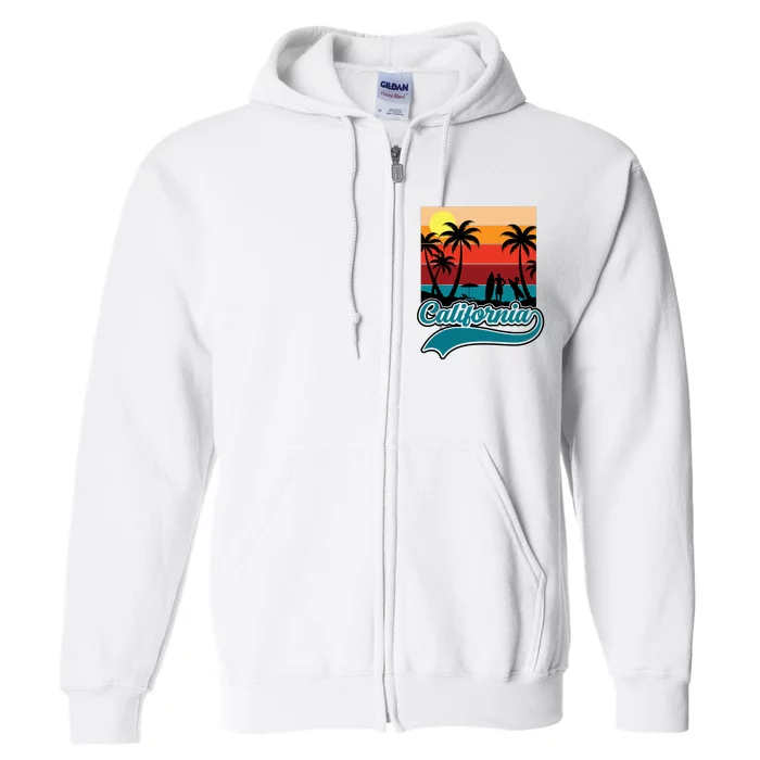 California Retro Sunset Graphic Full Zip Hoodie