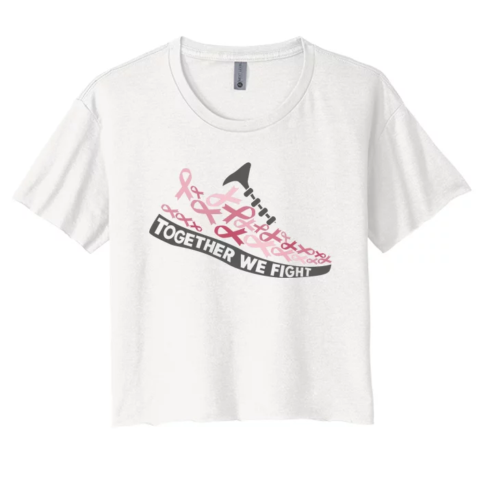 Cancer Ribbon Shoes Together We Fight Women's Crop Top Tee