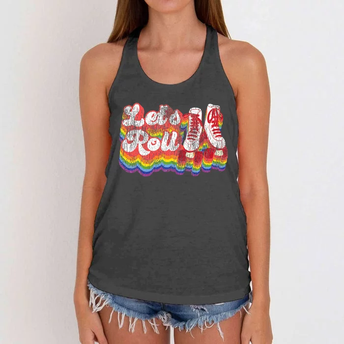 Cool Roller Skating Skate Girl 1970S Retro Women's Knotted Racerback Tank