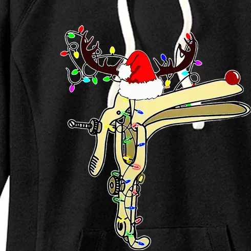 Christmas Reindeer Speculum Nurse OBGYN L&D Nursing Xmas Women's Fleece Hoodie