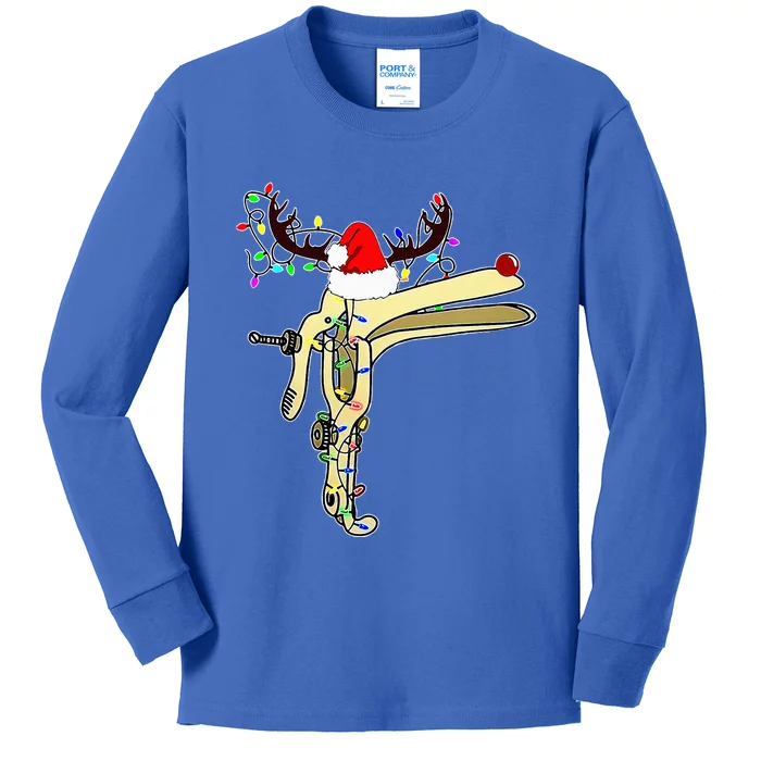 Christmas Reindeer Speculum Nurse OBGYN L&D Nursing Xmas Kids Long Sleeve Shirt