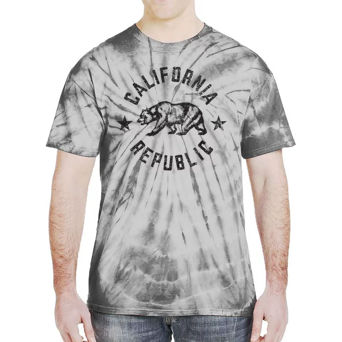 California Republic State Flag Grizzly Bear Tie-Dye T-Shirt