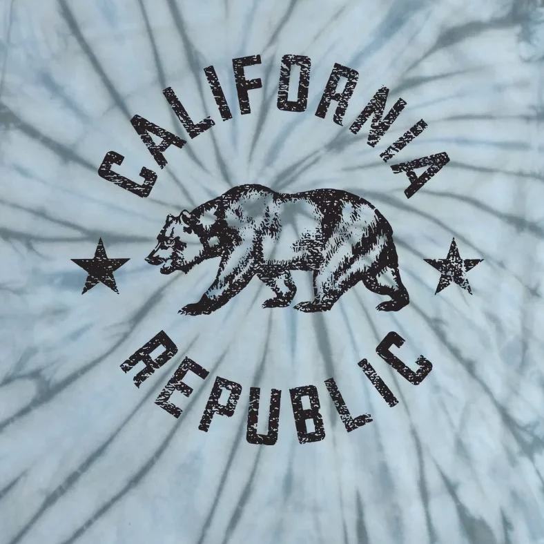 California Republic State Flag Grizzly Bear Tie-Dye T-Shirt