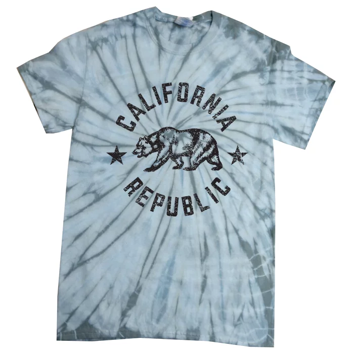 California Republic State Flag Grizzly Bear Tie-Dye T-Shirt