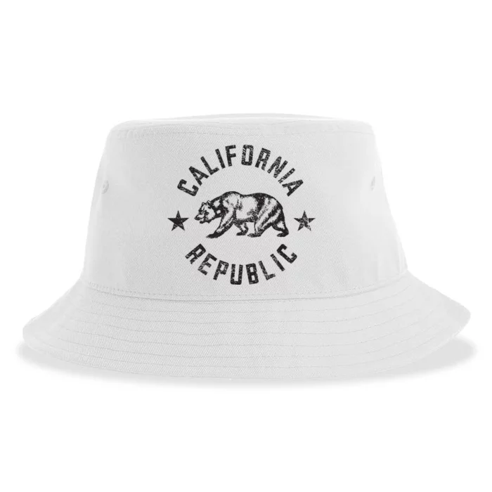 California Republic State Flag Grizzly Bear Sustainable Bucket Hat