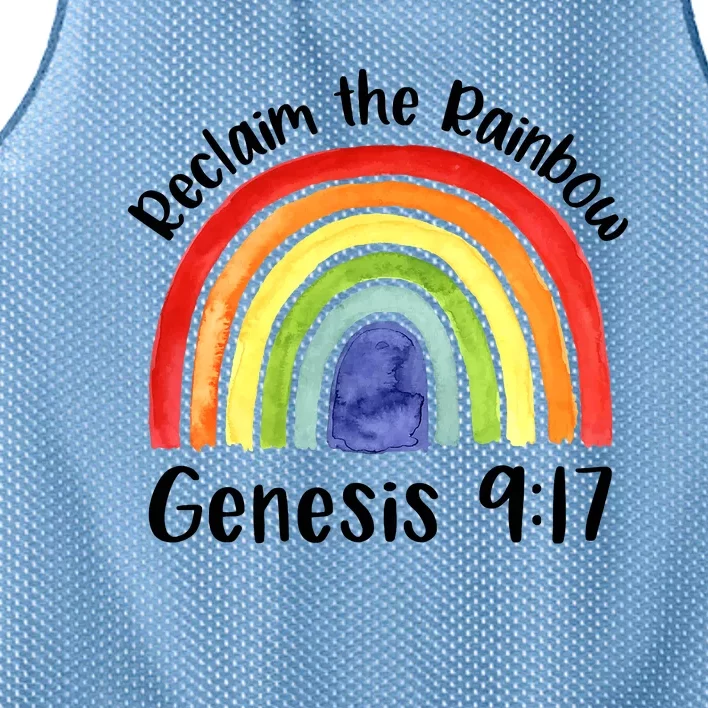 Christian Reclaim The Rainbow Jesus Lover Proverb Tee Mesh Reversible Basketball Jersey Tank