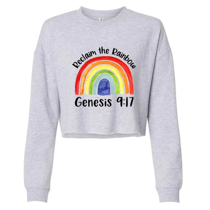 Christian Reclaim The Rainbow Jesus Lover Proverb Tee Cropped Pullover Crew