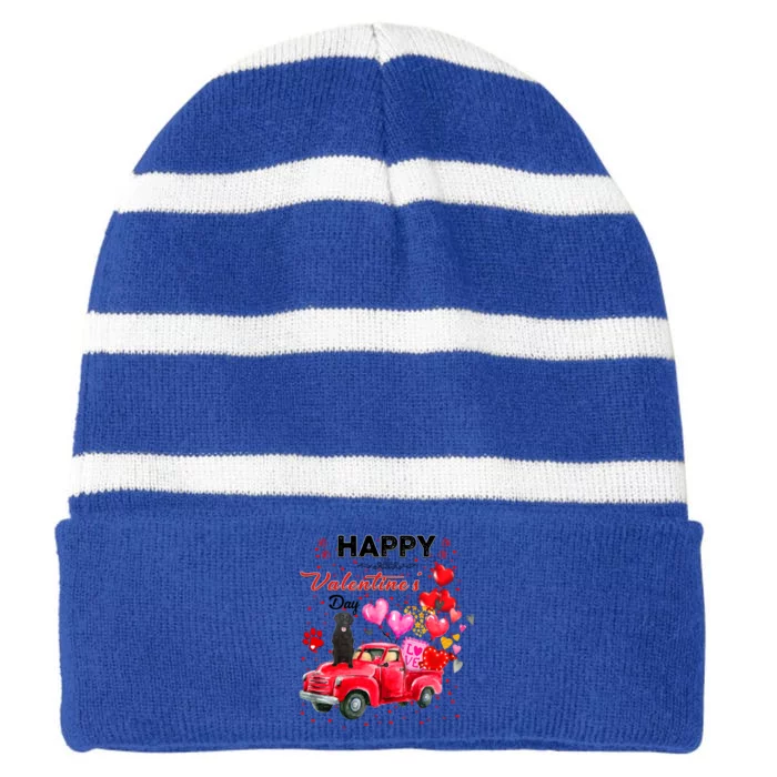 Cute Red Truck Flatgiftcoated Retriever Valentines Day Gift Striped Beanie with Solid Band