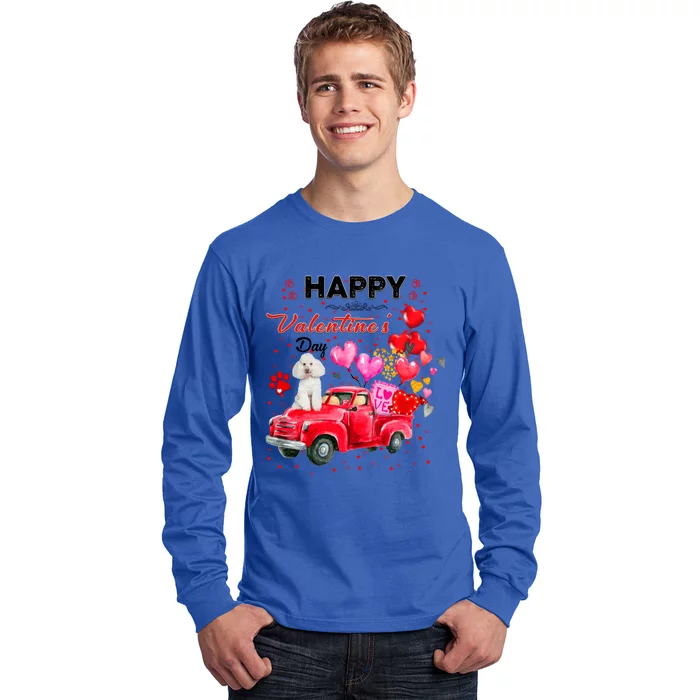 Cute Red Truck Poodle Valentines Day Costume Gift Long Sleeve Shirt