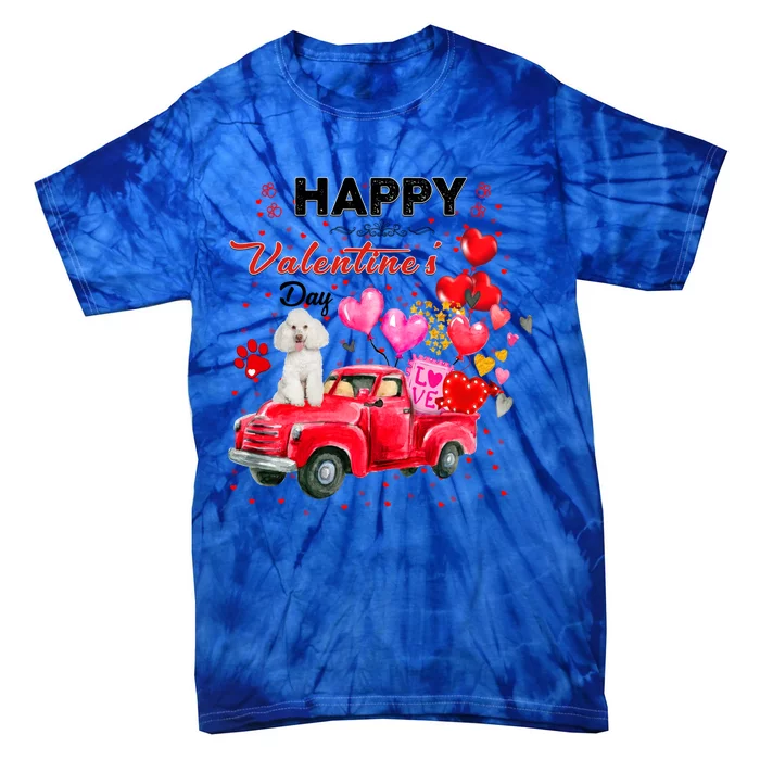 Cute Red Truck Poodle Valentines Day Costume Gift Tie-Dye T-Shirt