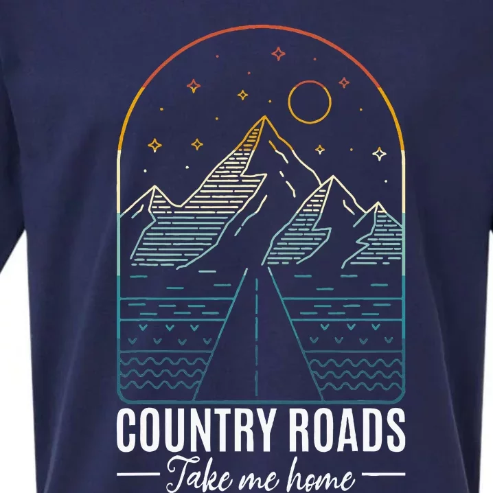 Country Roads Take Me Home Country Roads Retro Country Sueded Cloud Jersey T-Shirt