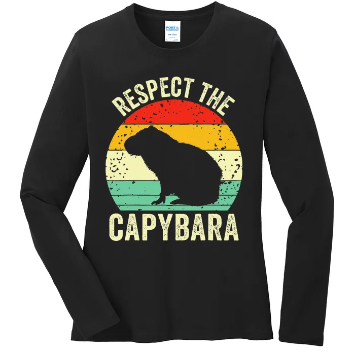 Capybaras Respect The Capybara Cavy Rodent Lover Ladies Long Sleeve Shirt