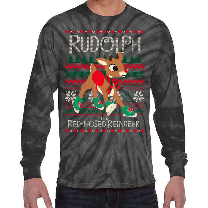 Cute Rudolph The Red Nosed Reindeer Christmas Special Xmas Tie-Dye Long Sleeve Shirt