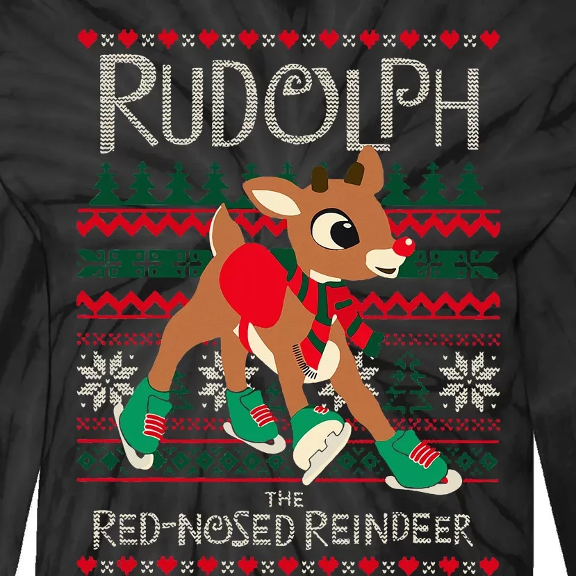 Cute Rudolph The Red Nosed Reindeer Christmas Special Xmas Tie-Dye Long Sleeve Shirt