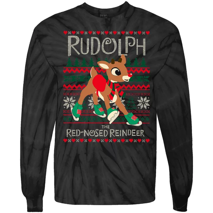 Cute Rudolph The Red Nosed Reindeer Christmas Special Xmas Tie-Dye Long Sleeve Shirt