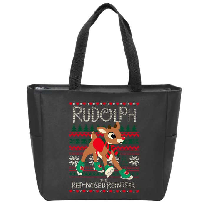 Cute Rudolph The Red Nosed Reindeer Christmas Special Xmas Zip Tote Bag