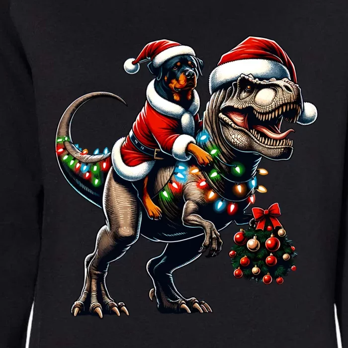 Christmas Rottweiler Trex Santa Hat Festive Dinosaur Dog Gift Womens California Wash Sweatshirt