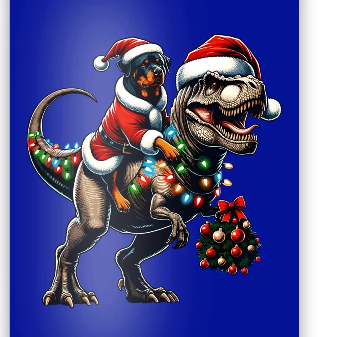 Christmas Rottweiler Trex Santa Hat Festive Dinosaur Dog Gift Poster