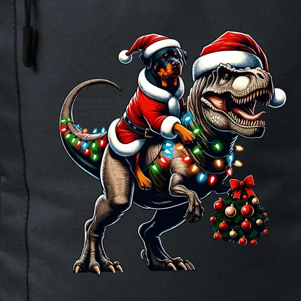 Christmas Rottweiler Trex Santa Hat Festive Dinosaur Dog Gift Daily Commute Backpack