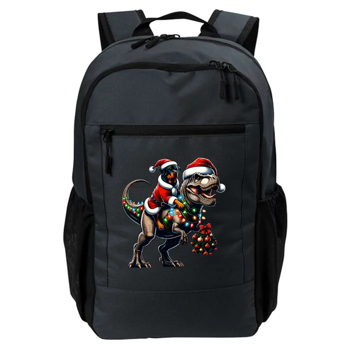 Christmas Rottweiler Trex Santa Hat Festive Dinosaur Dog Gift Daily Commute Backpack