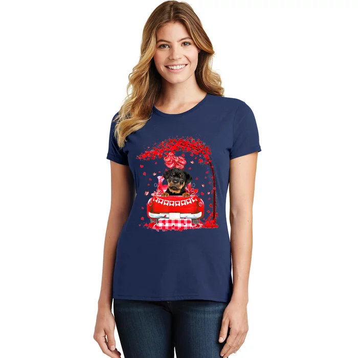 Cute Red Truck Rottweiler Valentines Day Costume Boy Girl Women's T-Shirt