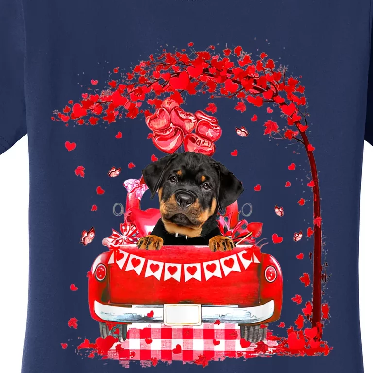 Cute Red Truck Rottweiler Valentines Day Costume Boy Girl Women's T-Shirt