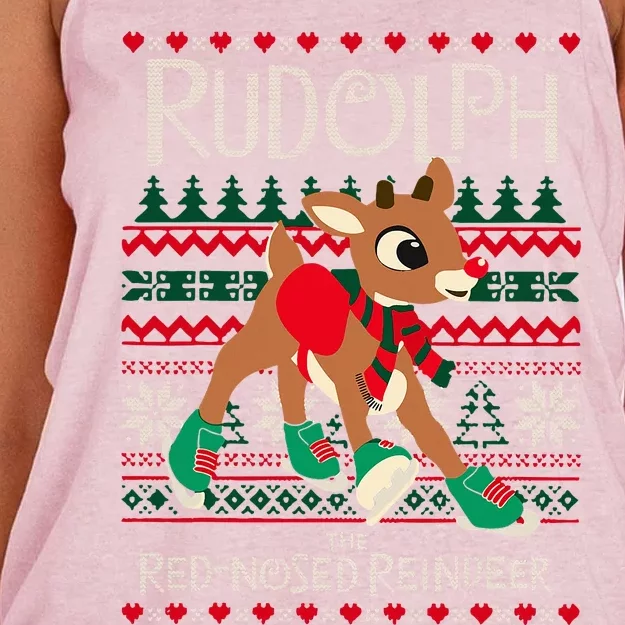 Cute Rudolph The Red Nosed Reindeer Christmas Special Xmas Women's Knotted Racerback Tank